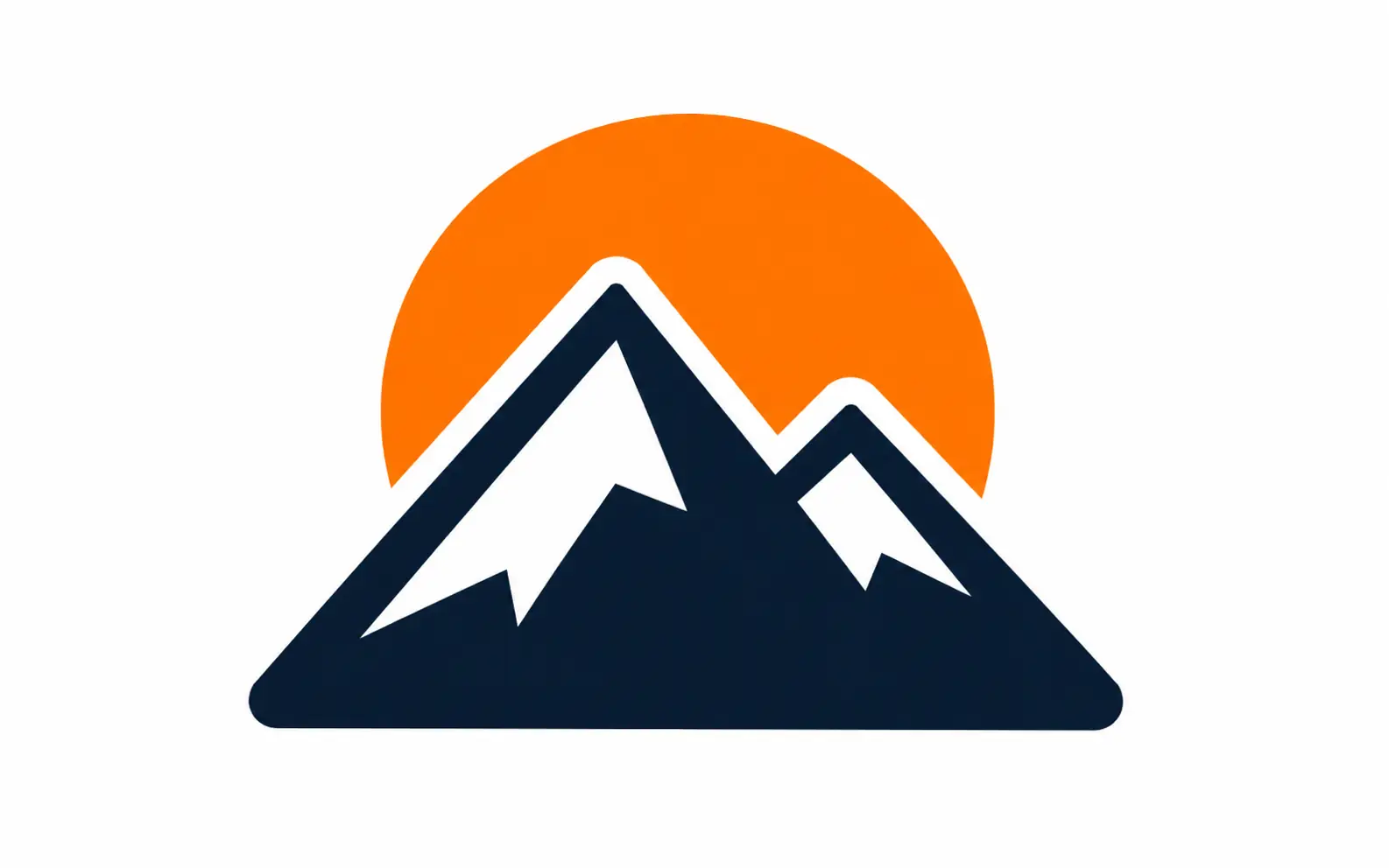 Mountain and sun icon mark logo concept on a clean white background.