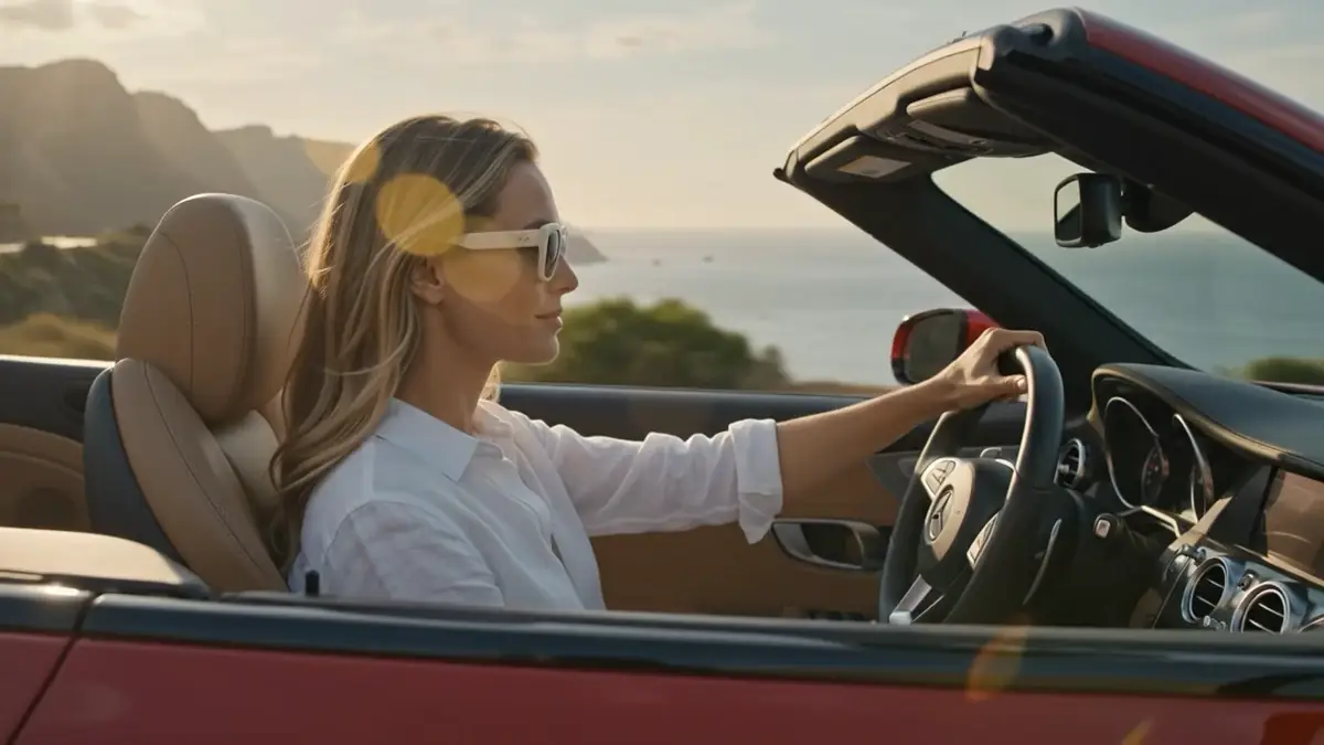 Convertible road trip at golden hour preview