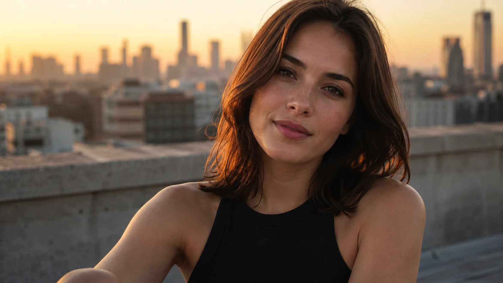 Original portrait used for the rooftop sunset birthday edit.