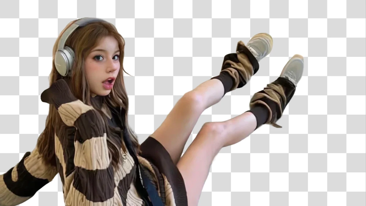 Before-and-after comparison of a seated indoor portrait with the room background removed. result