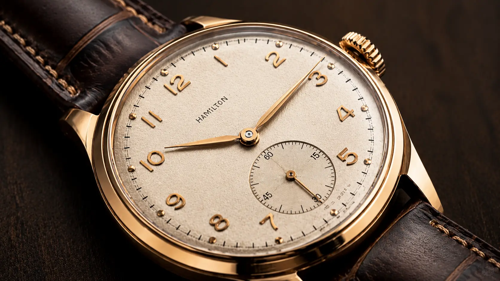 Before-and-after comparison of a watch photo sharpened for clearer dial marks and case edges.