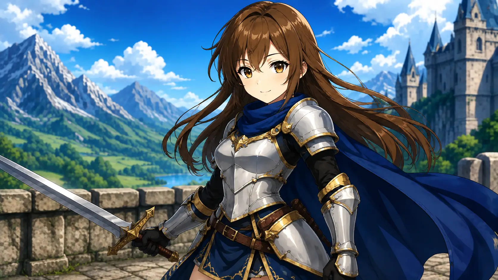 Before-and-after comparison of a low-resolution fantasy illustration enlarged for reuse.
