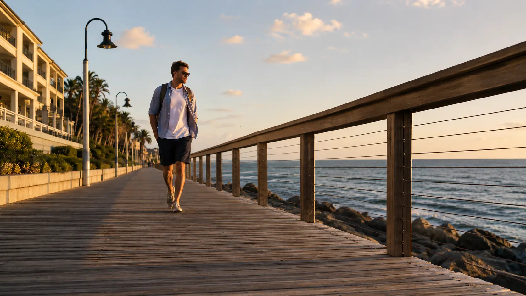 Before-and-after slider showing a red cooler removed from a boardwalk scene. result