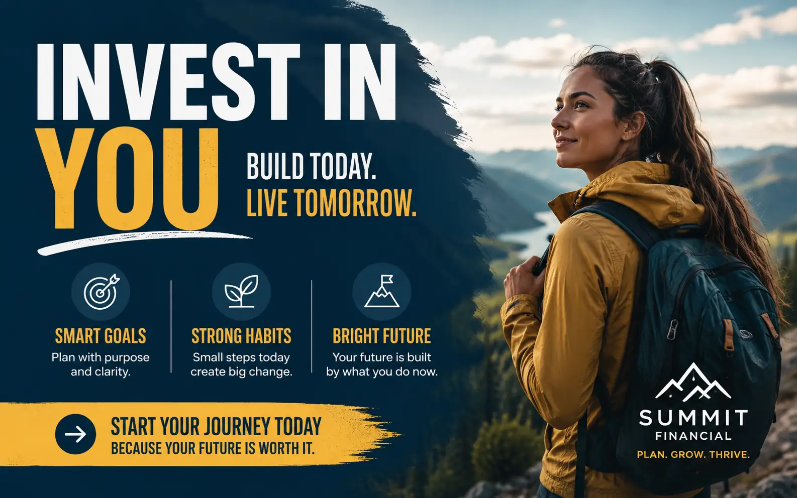 Before-and-after comparison of promotional text removed from a mountain travel graphic.