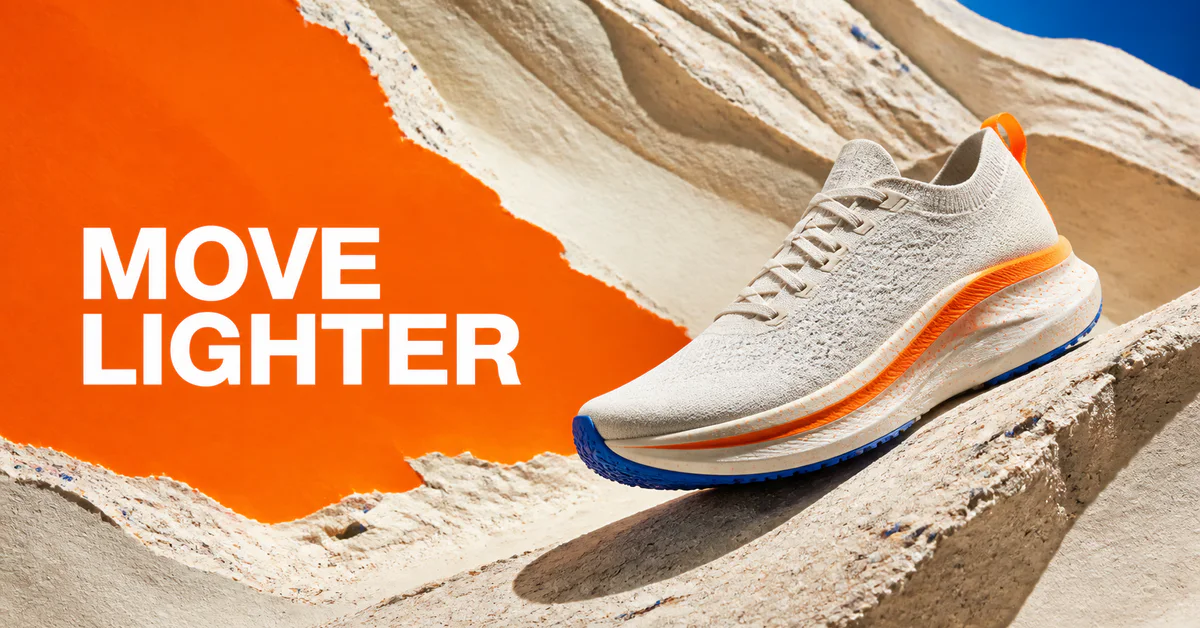 Paid social banner with a running shoe and the headline Move Lighter.