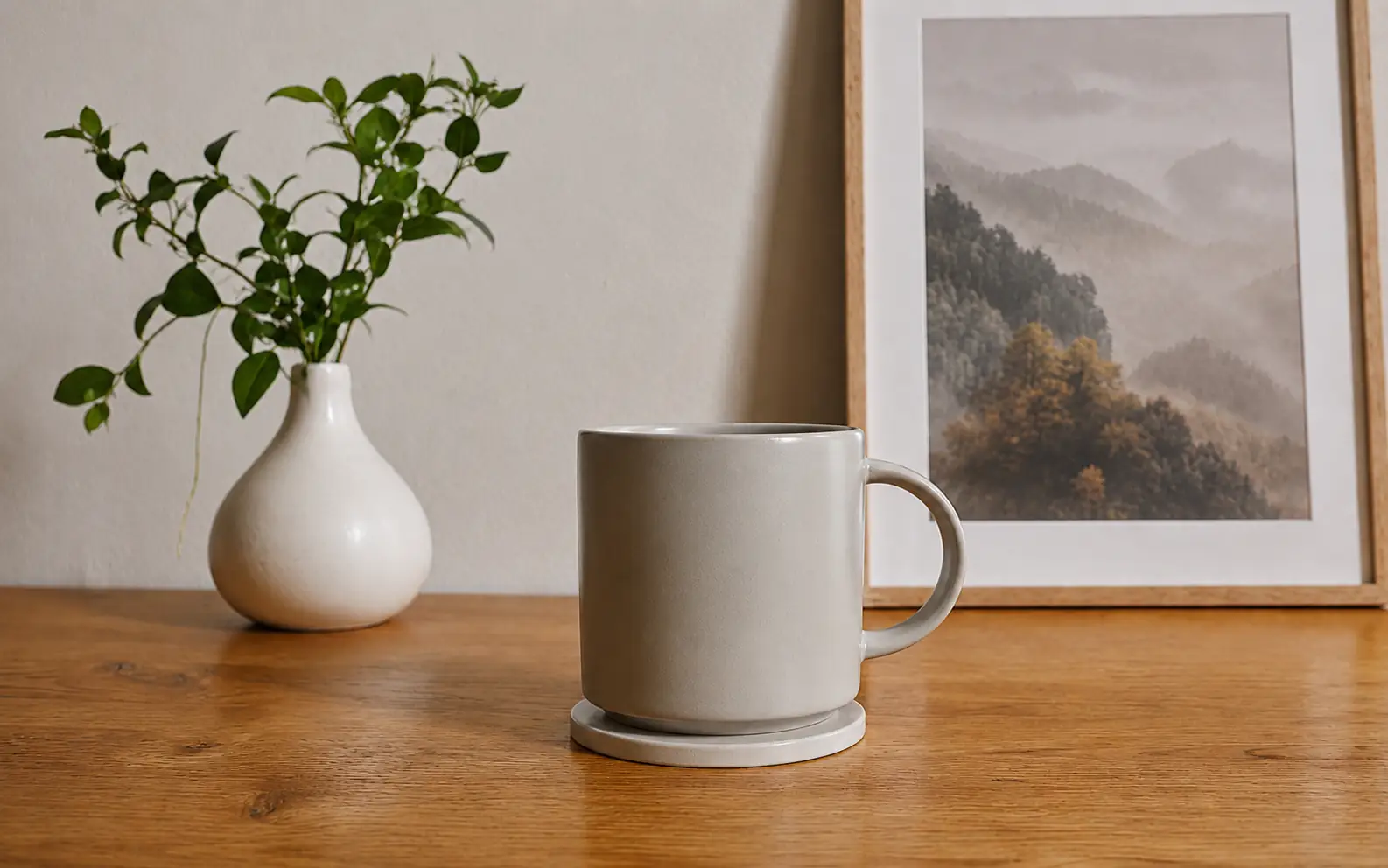 Before-and-after comparison of a soft mug photo restored for clearer rim, handle, and surface detail. result
