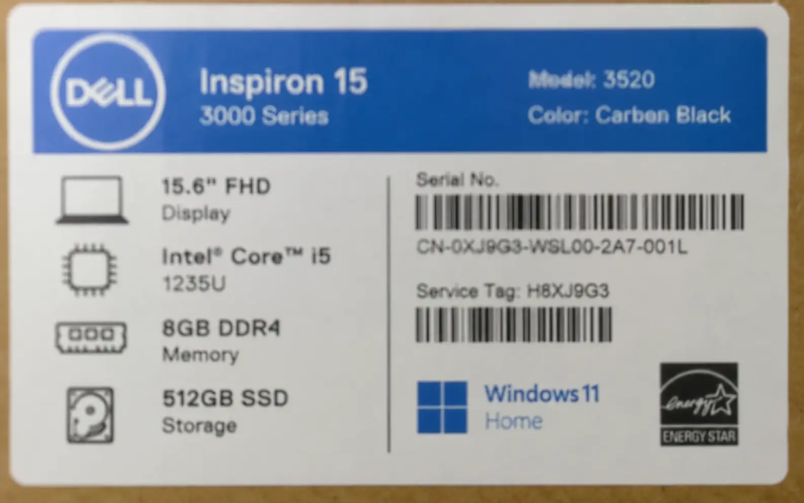 Before-and-after comparison of a blurred laptop label restored for more readable product text and barcode edges.