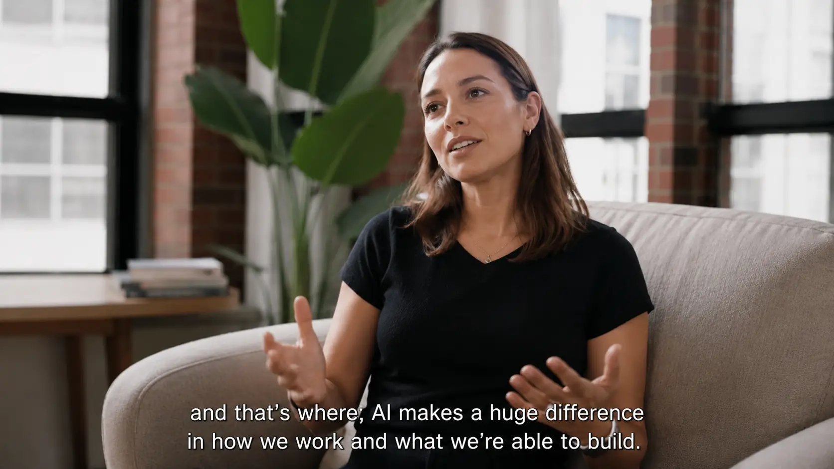 Before-and-after comparison showing lower-third subtitles removed from a talking-head video.