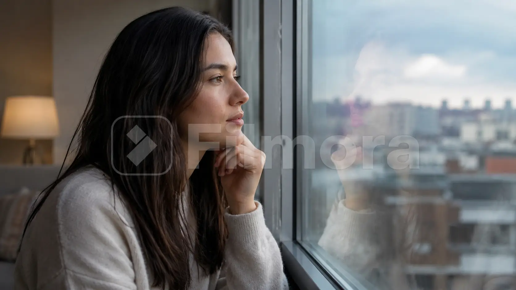 Before-and-after comparison showing a large translucent preview watermark removed from a video frame.